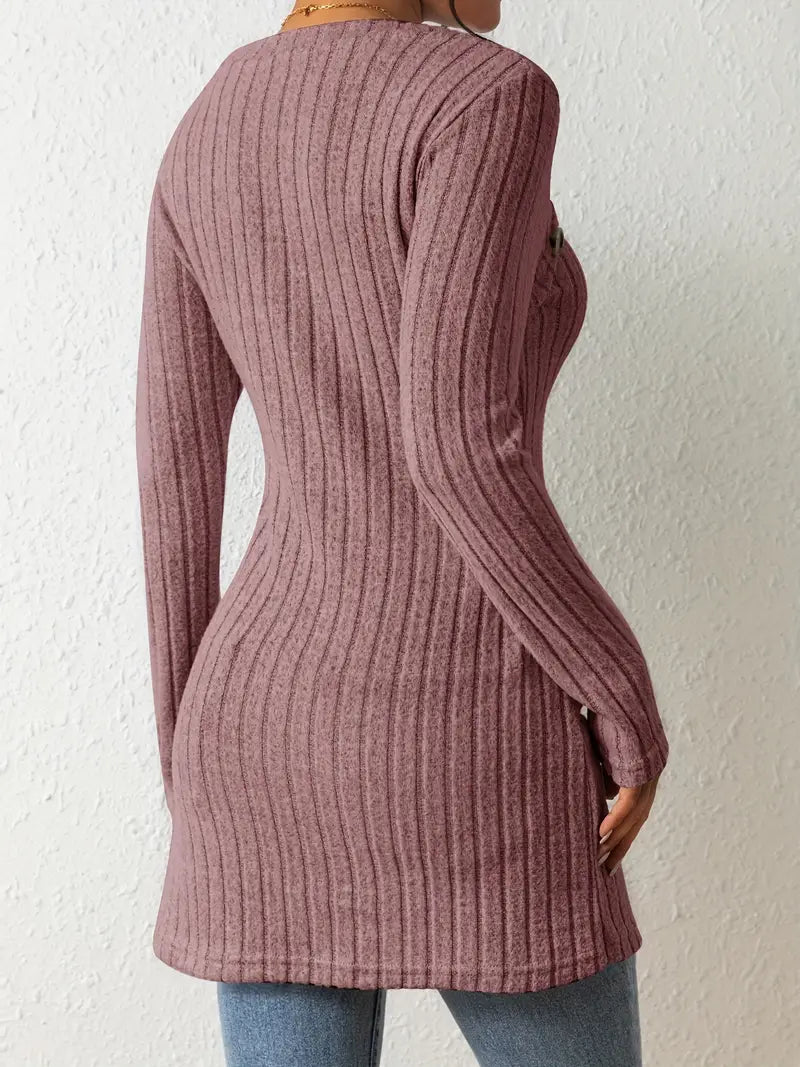 Bianca Chiesa™ | Asymmetrisk Knäppt Ribbad Topp
