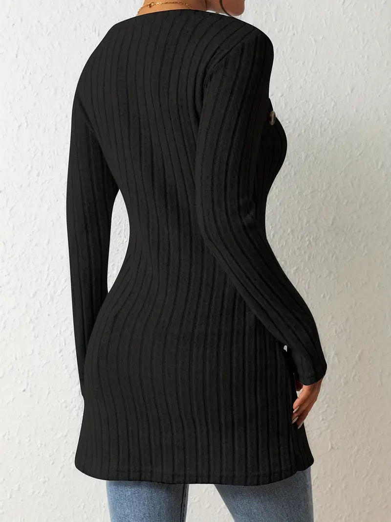 Bianca Chiesa™ | Asymmetrisk Knäppt Ribbad Topp