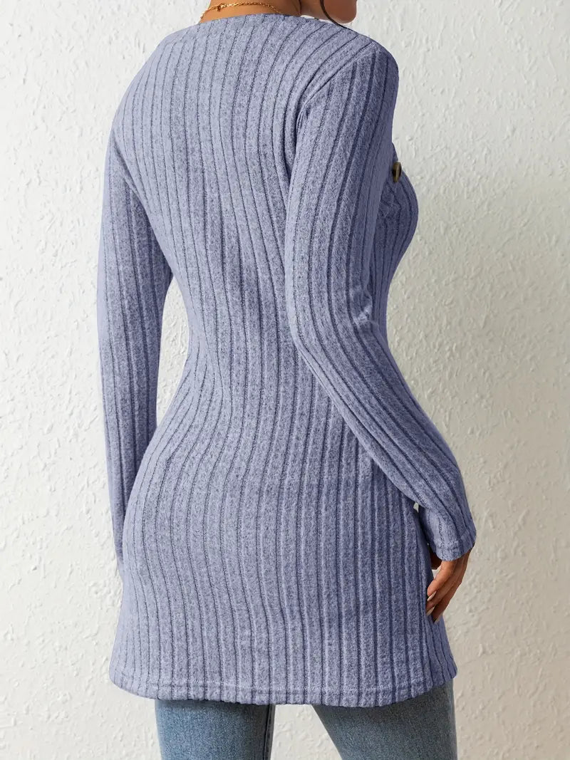 Bianca Chiesa™ | Asymmetrisk Knäppt Ribbad Topp