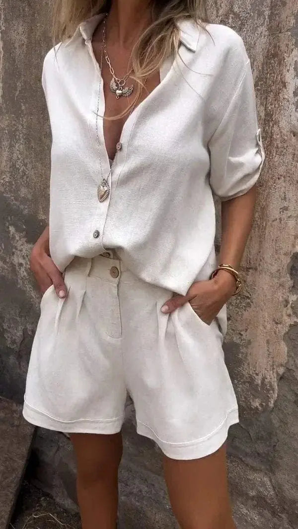 Mariella – Luftigt Linne-Set för Varma Sommardagar