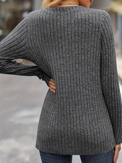 Elara™ | Luxe Longsleeve i Ribbstickad Premiumkvalitet