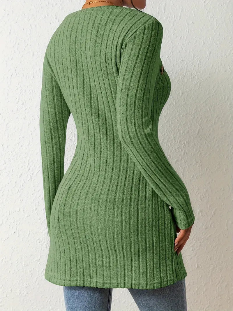 Bianca Chiesa™ | Asymmetrisk Knäppt Ribbad Topp
