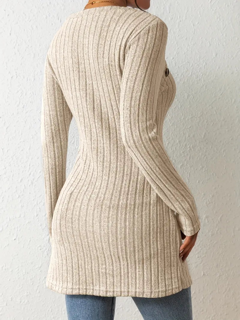 Bianca Chiesa™ | Asymmetrisk Knäppt Ribbad Topp