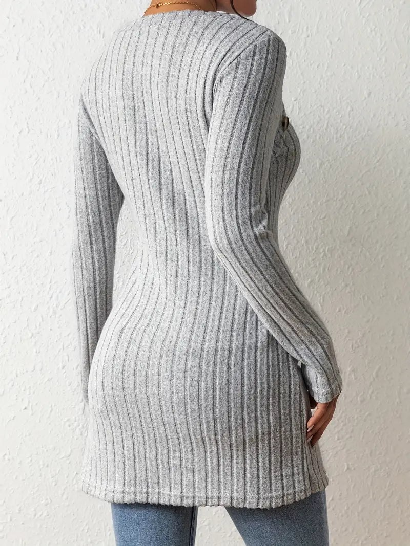 Bianca Chiesa™ | Asymmetrisk Knäppt Ribbad Topp